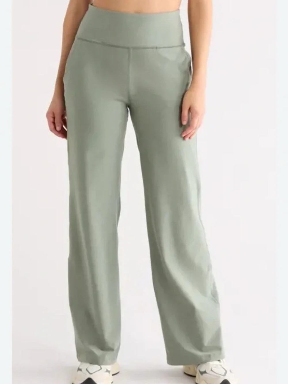 High-Waist Wide-Leg Women's Pants in Sage Green